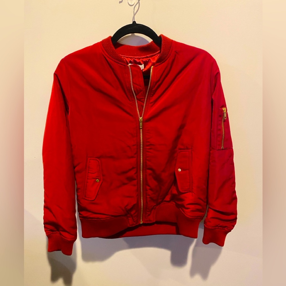 Red Lined Bomber Jacket
